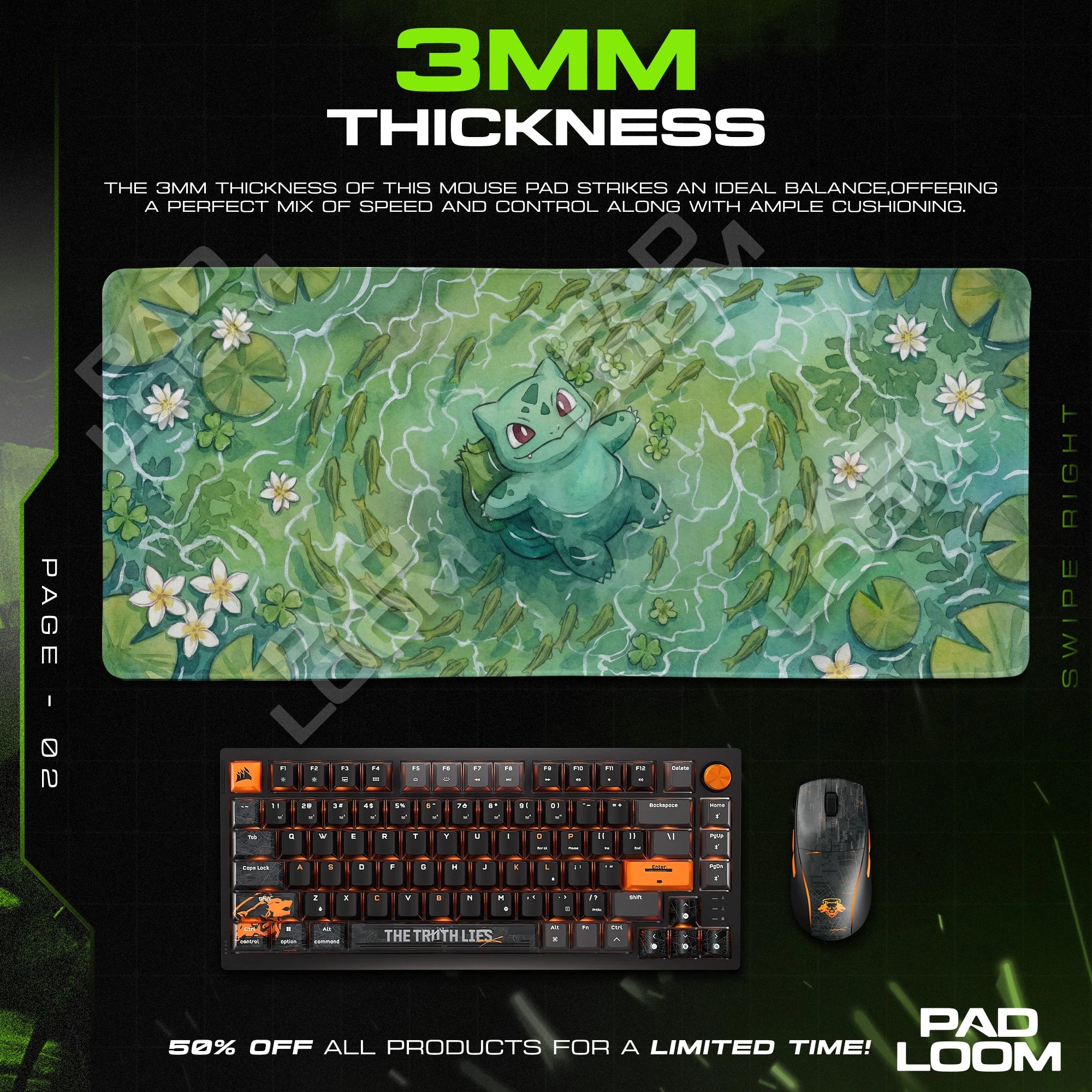 Bulbasaur Clover Pond Mouse Pad - Pokemon Desk Mat