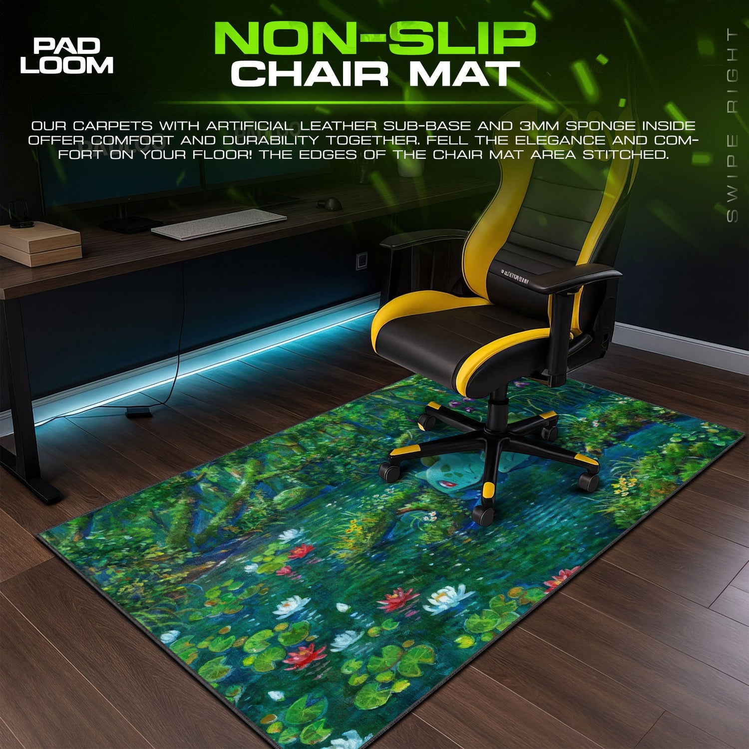 Bulbasaur Meadow Mouse Pad, Pokémon Nature Desk Mat Padloom