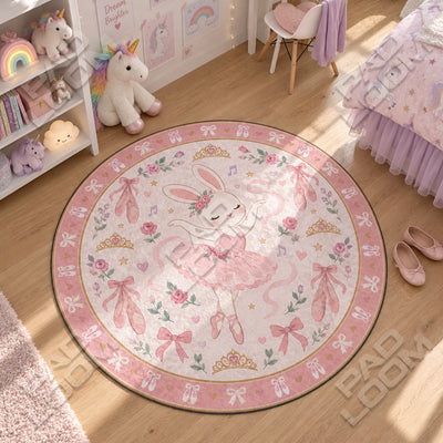 Hasen-Ballerina Runder Teppich - Babyteppich rund