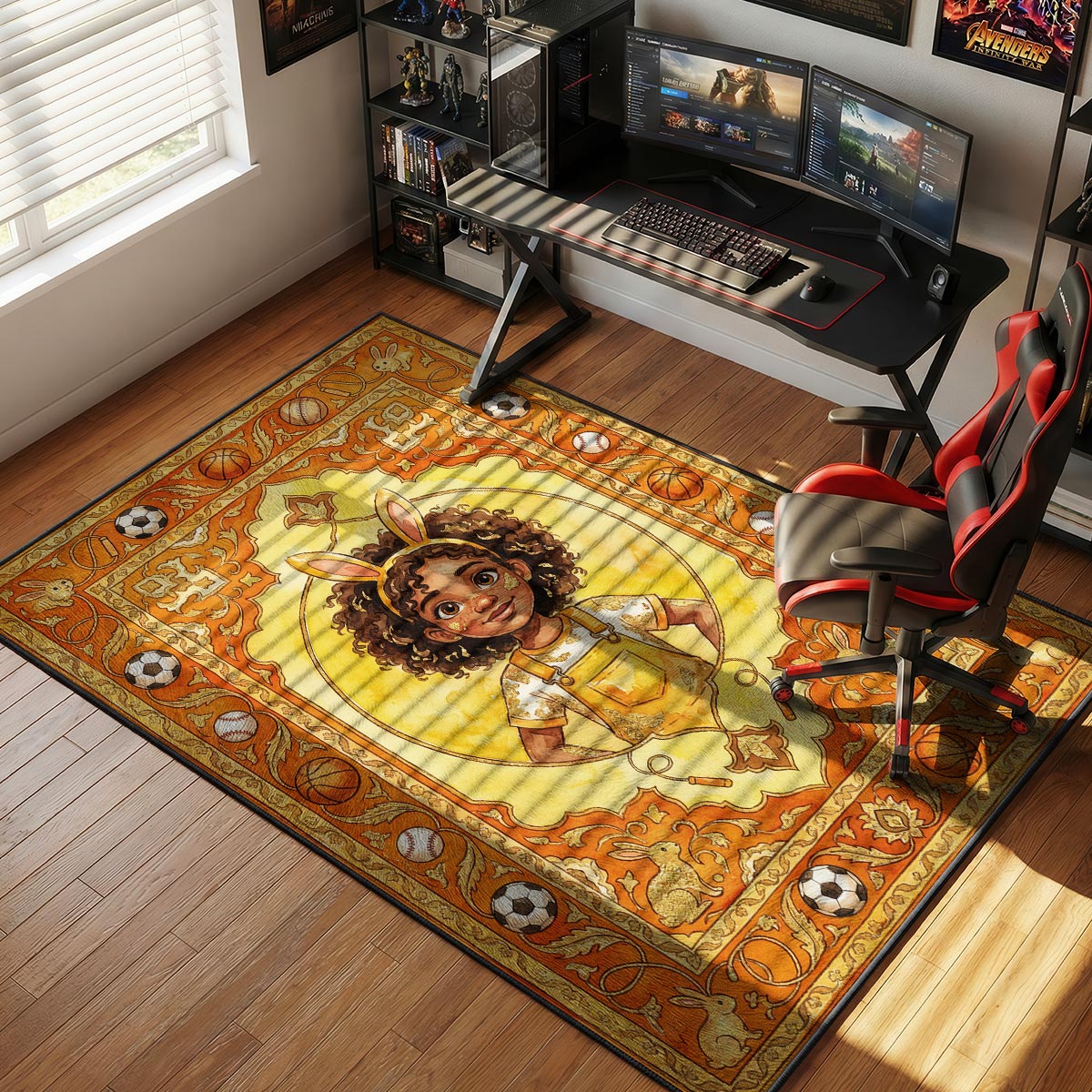 Bunny Girl Sports Kids Floor rug — main product view
