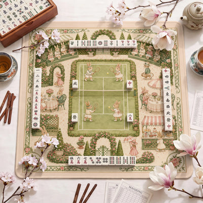 Bunny Tennis Garden Mahjong-Matte - Mah-Jongg Matte