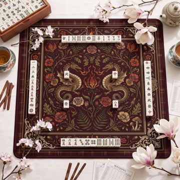 Burgundy Dragon Mahjong Mat - Mah Jongg Mat