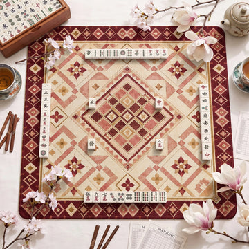 Burgundy Tile Mahjong Mat – neoprene mah jongg table mat