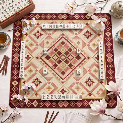 Burgundy Tile Mahjong Mat - Mah Jongg Table Mat