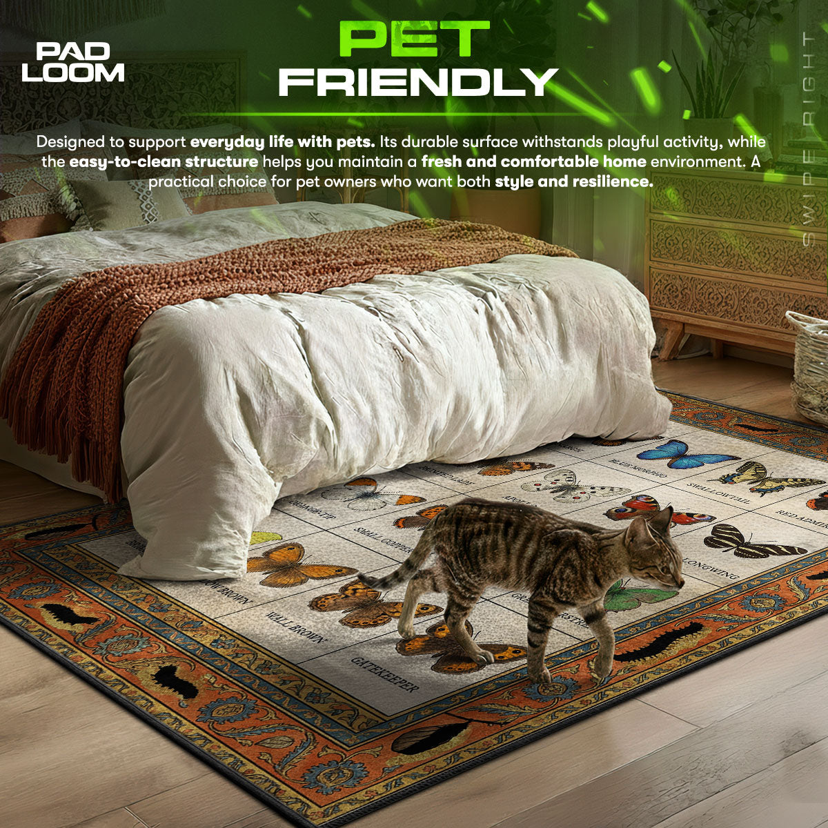 Butterfly Collection themed area rug for home decor fans