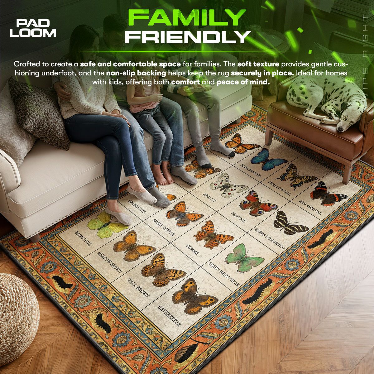 Floor character design printed on rug