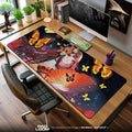 Butterfly Fan Girl Mouse Pad, Anime Gaming Desk Mat Padloom