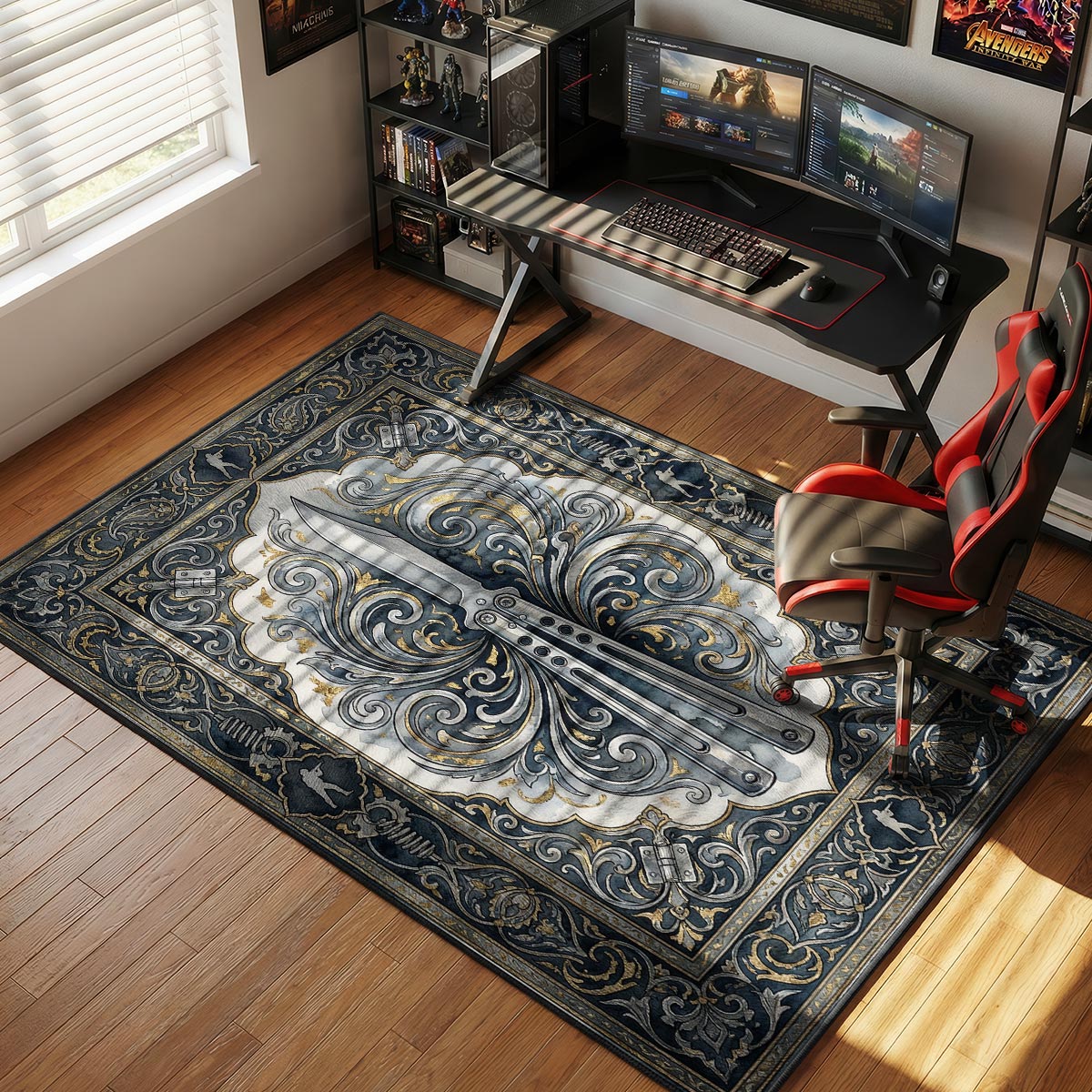 Butterfly Knife Silver Elite Rug - CS2 Chair Mat