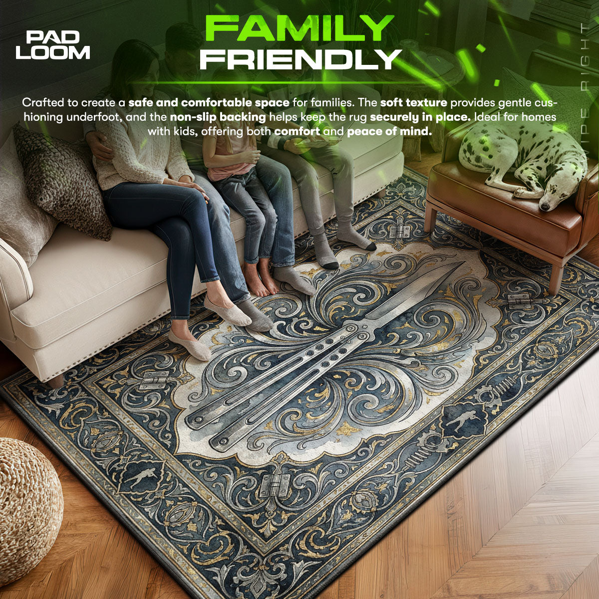 Butterfly Knife Silver Elite Rug - CS2 Chair Mat