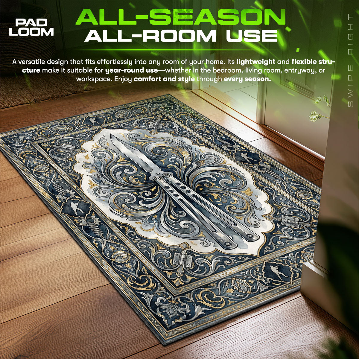 Butterfly Knife Silver Elite Rug - CS2 Chair Mat