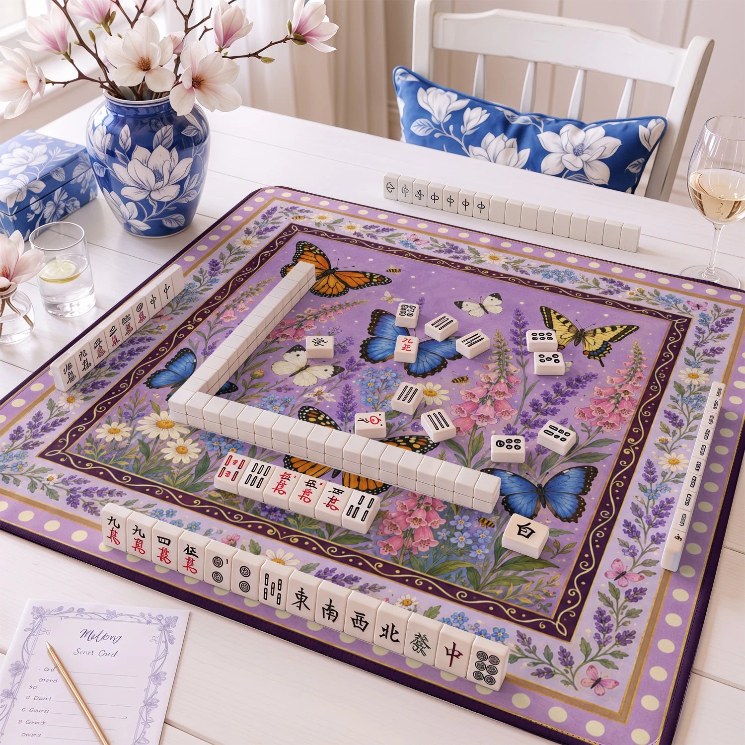Butterfly mahjong mat – M (60x60 cm) and L (81x81 cm) sizes