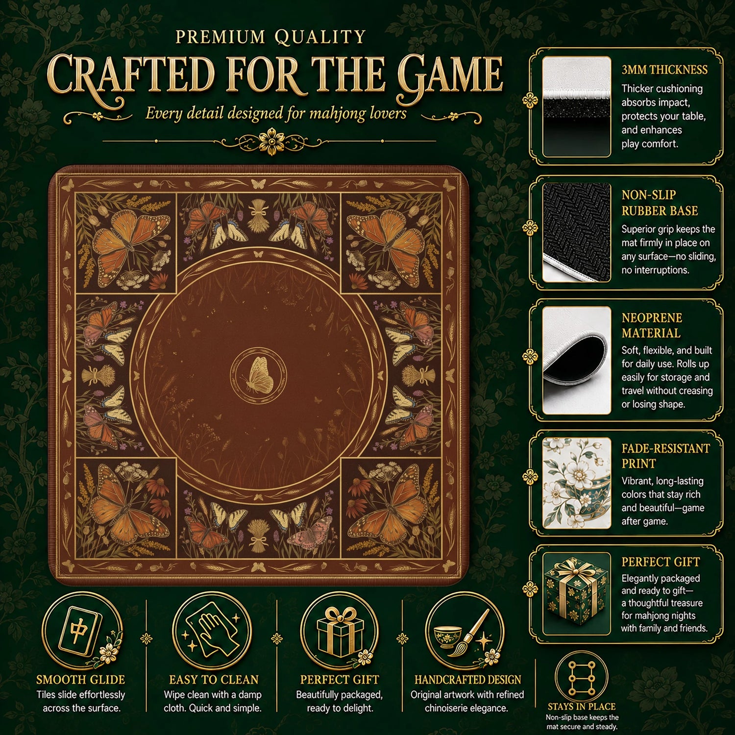Butterfly Meadow Mahjong Mat - Mah Jongg Mat