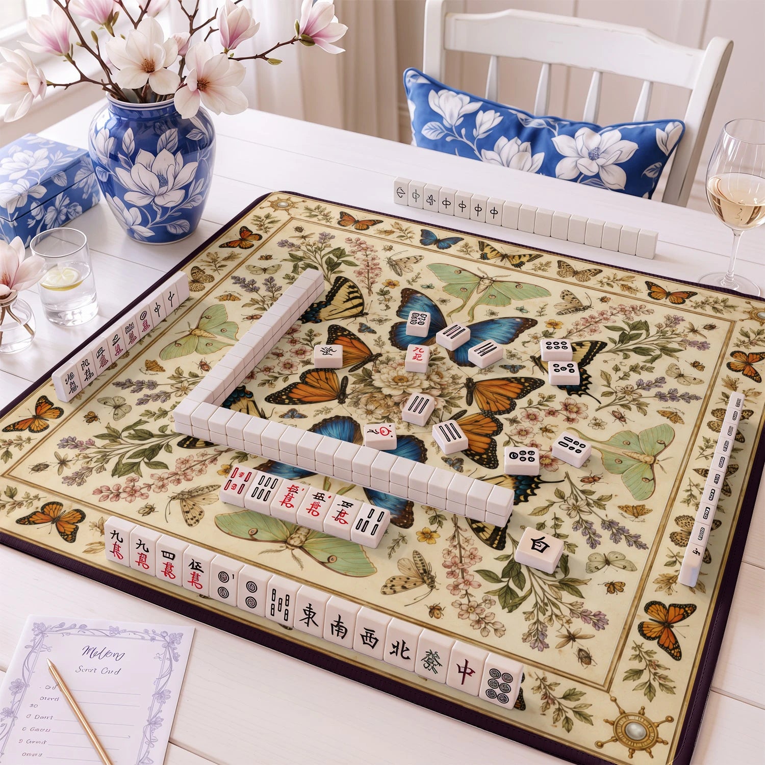 Butterfly Study mahjong mat – M (60x60 cm) and L (81x81 cm) sizes