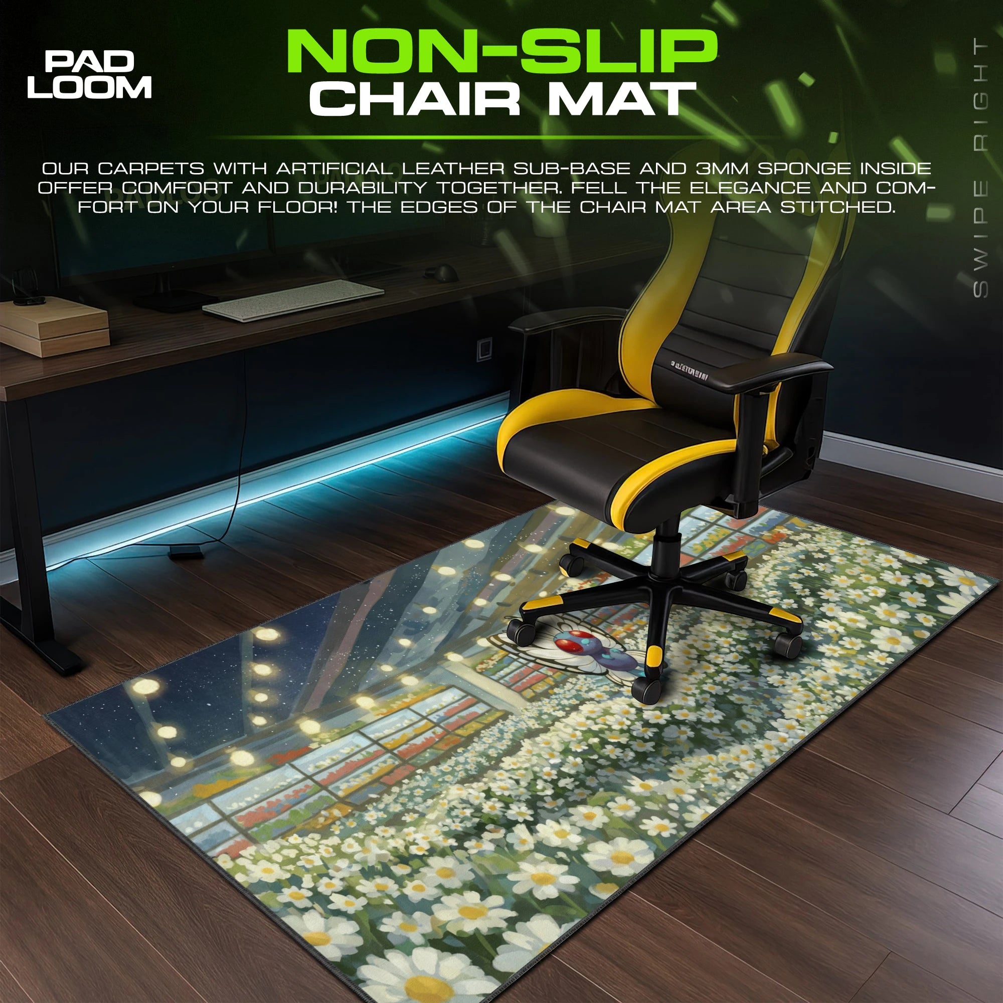 Butterfree Greenhouse – stitched-edge, non-slip mouse pad detail