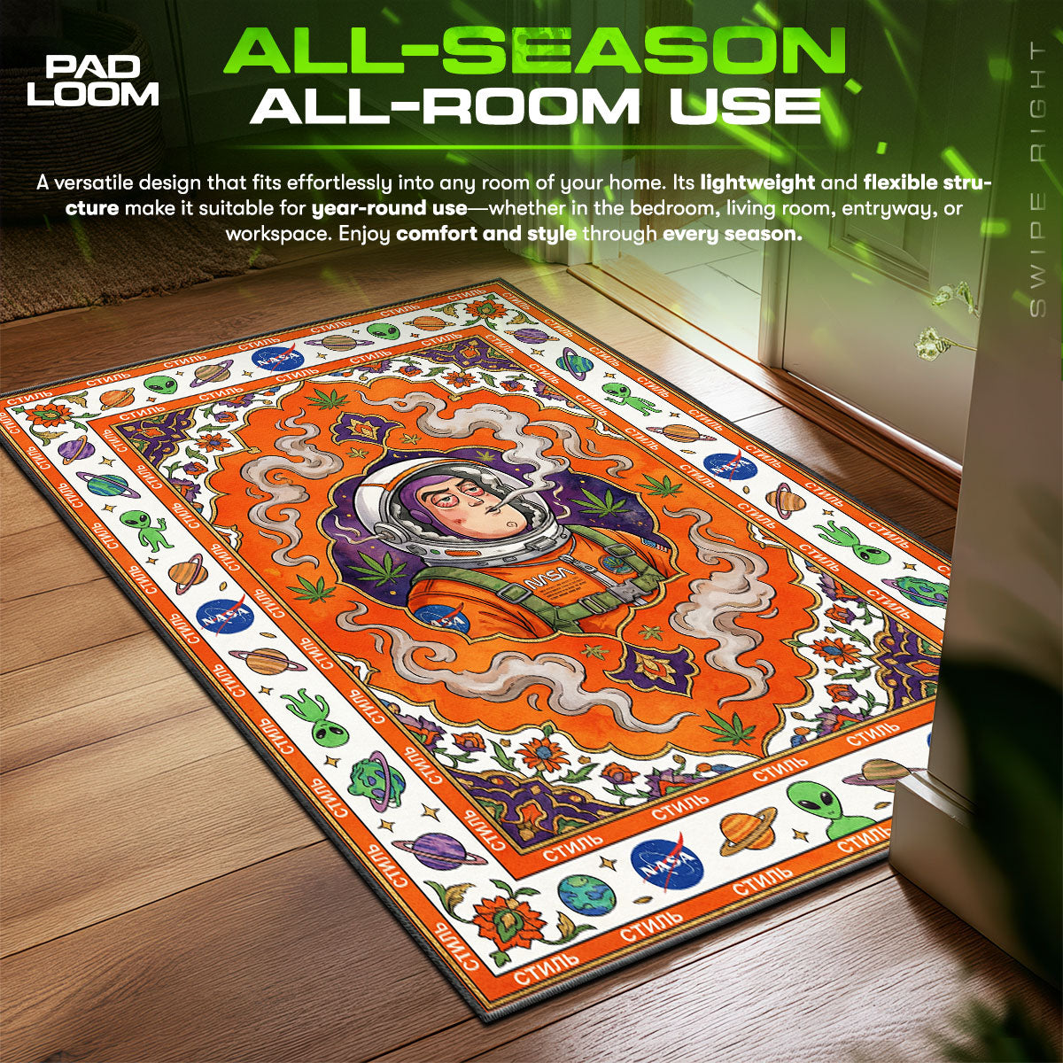 Buzz Lightyear Stoned NASA Persian Hypebeast Floor fan rug — premium quality print
