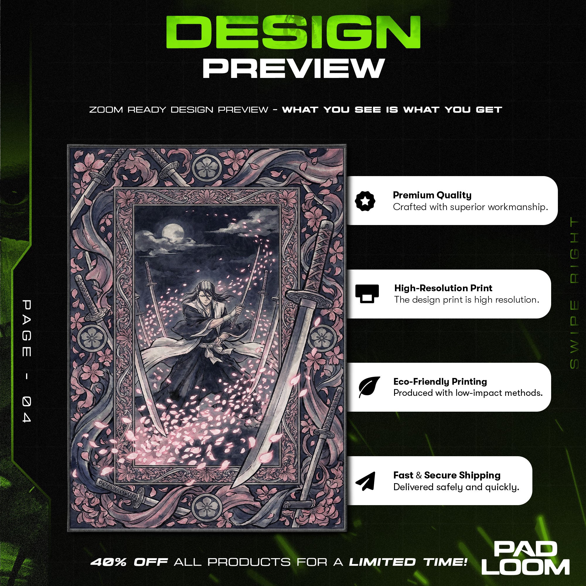 Byakuya Kuchiki Senbonzakura Rug - Bleach Chair Mat