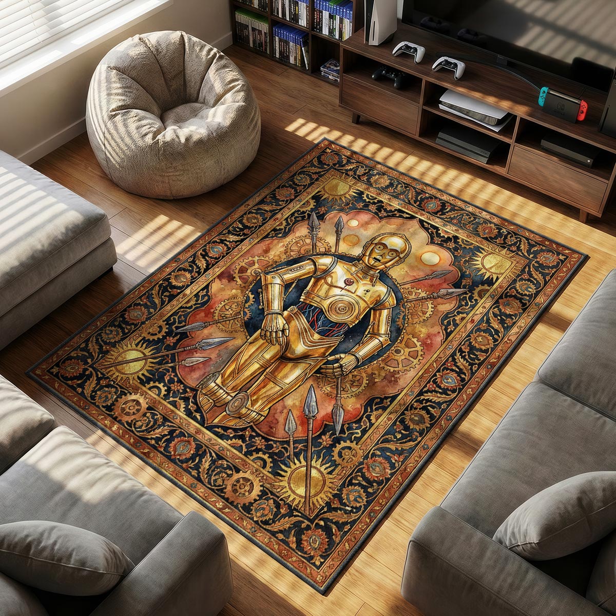 C 3PO themed area rug for home decor fans