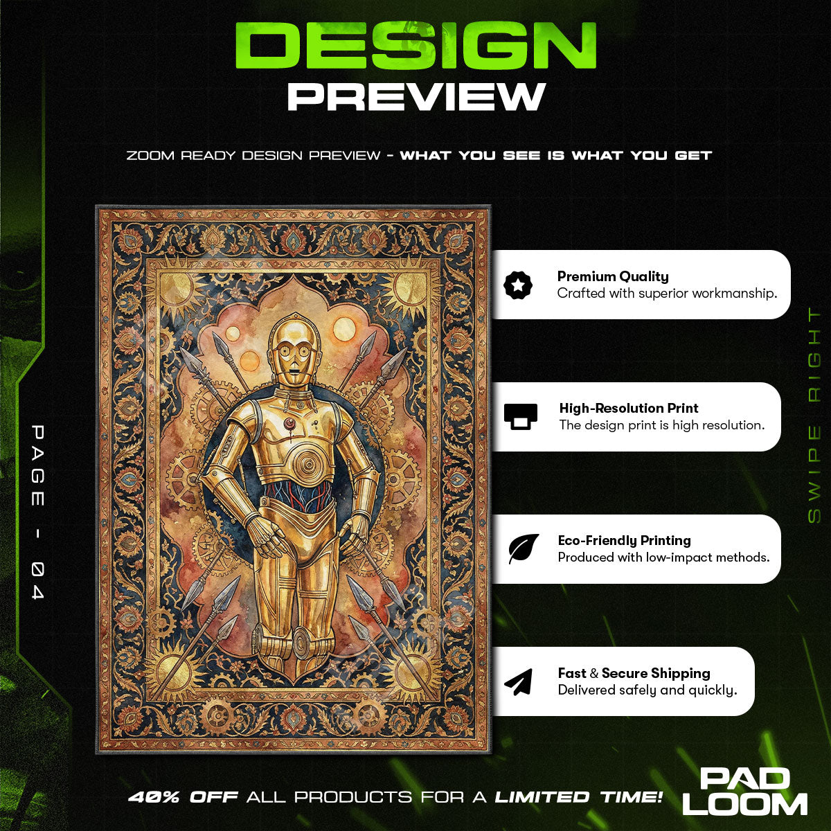 Room character design printed on rug