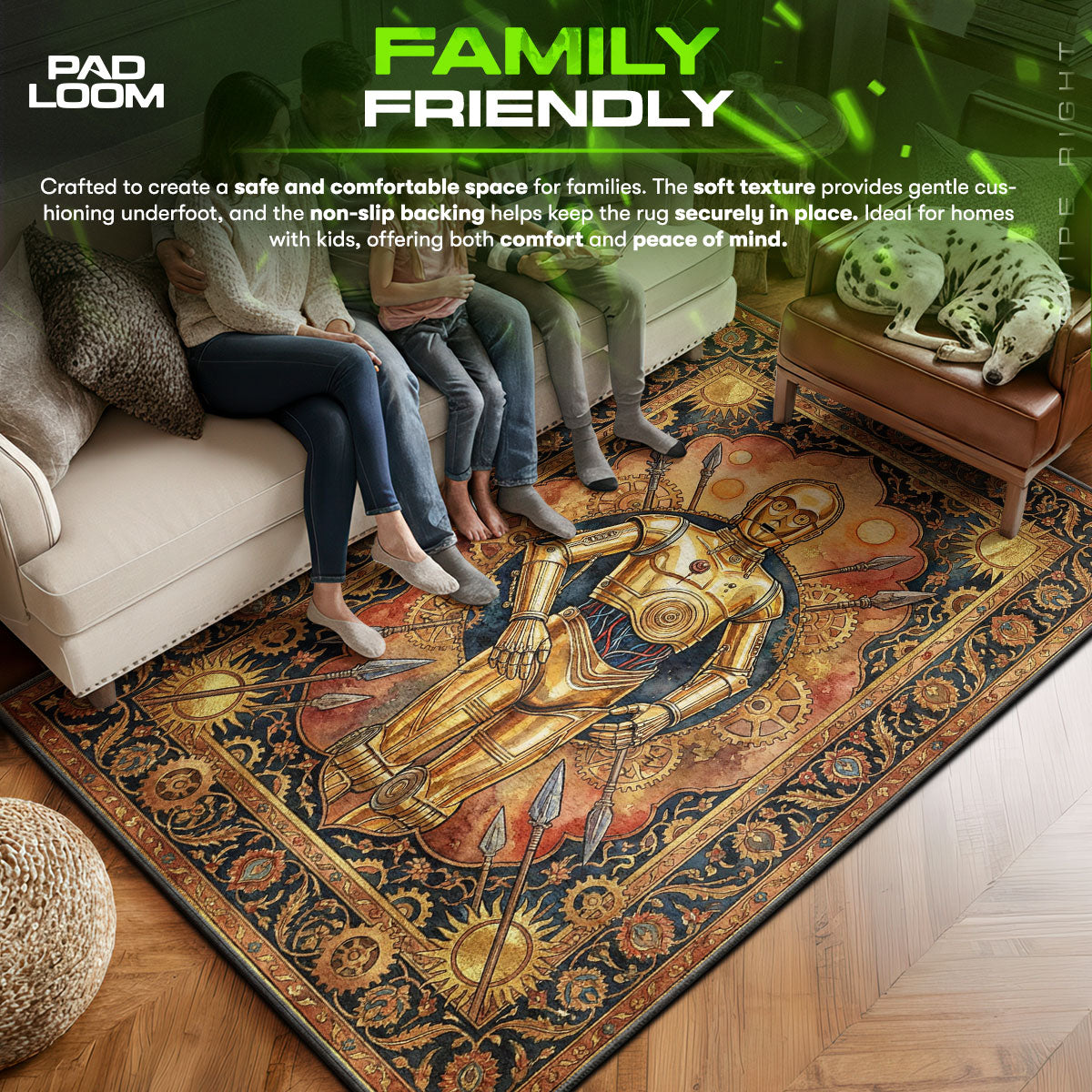 C area rug showing full home decor artwork