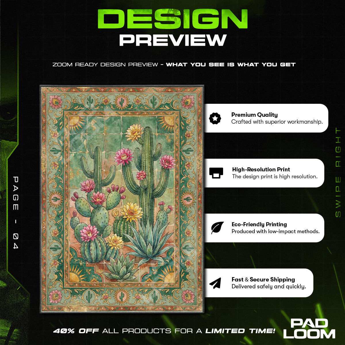 Cactus Bloom Garden Western Botanical Area rug — main product view