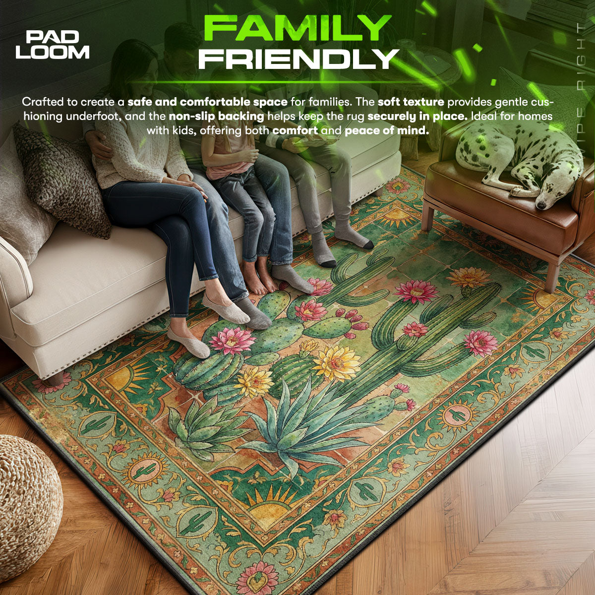 Area character design printed on rug
