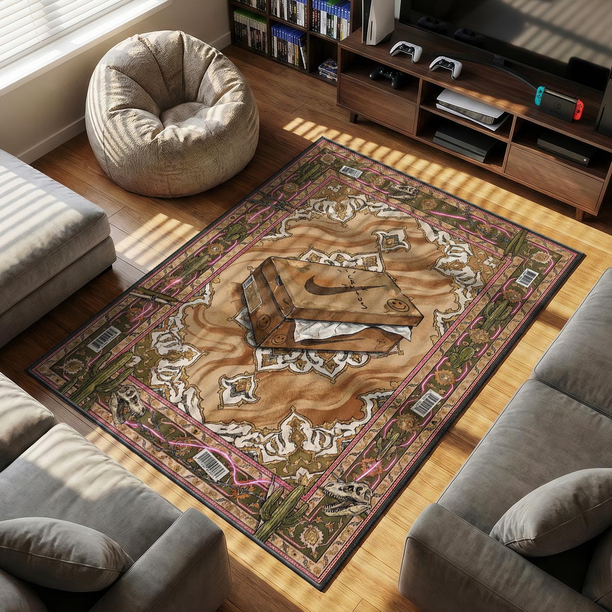Cactus Swoosh Box Rug - Streetwear Floor Mat