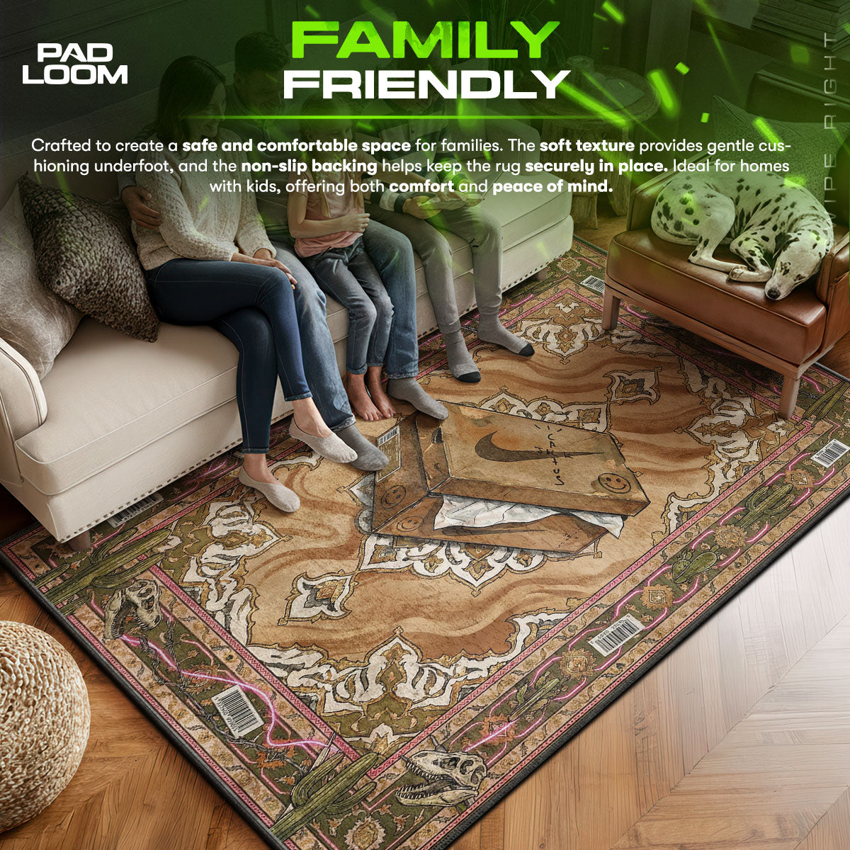 Cactus Swoosh Box Rug - Streetwear Floor Mat