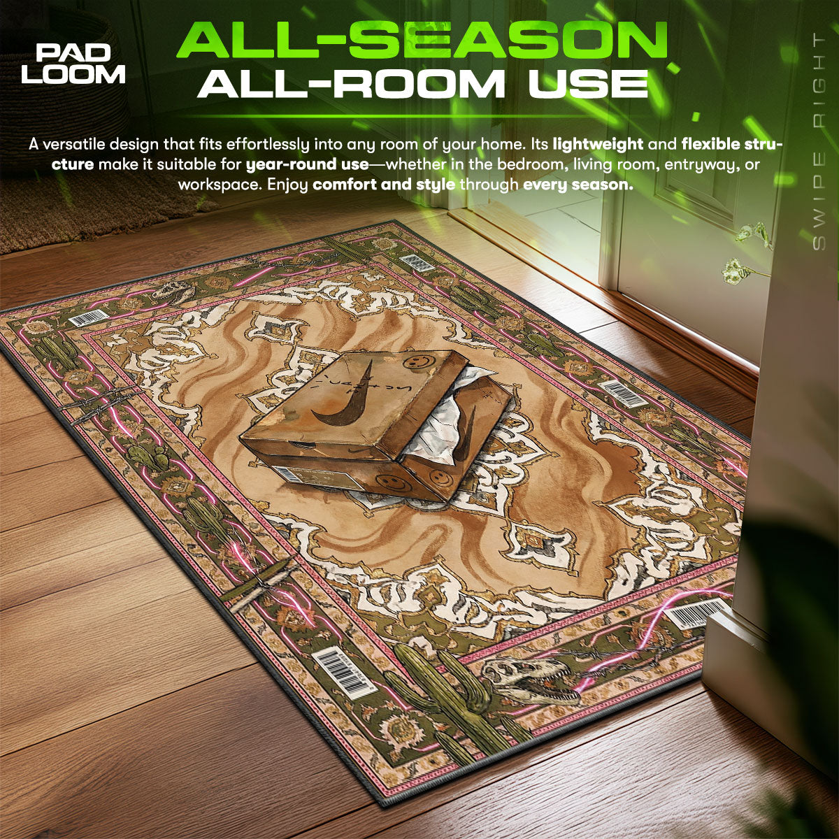 Cactus Swoosh Box Rug - Streetwear Floor Mat
