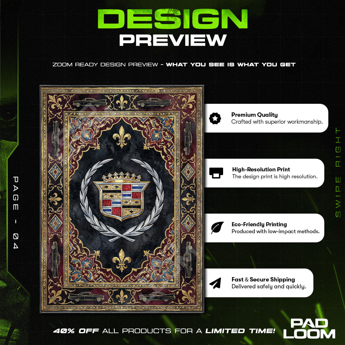 Floor character design printed on rug