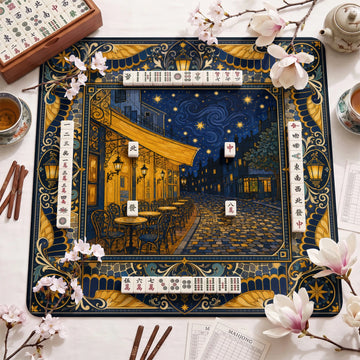 Cafe Terrace Night Mahjong Mat – neoprene mah jongg table mat