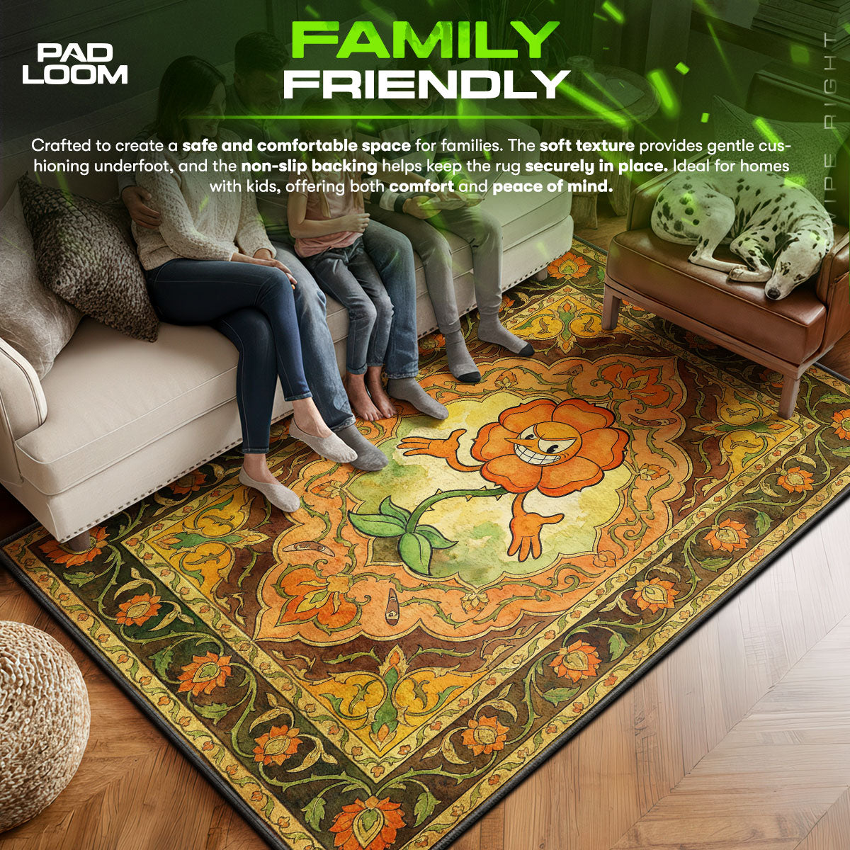 Cagney Carnation Blumenwut Teppich - Cuphead Stuhlmatte