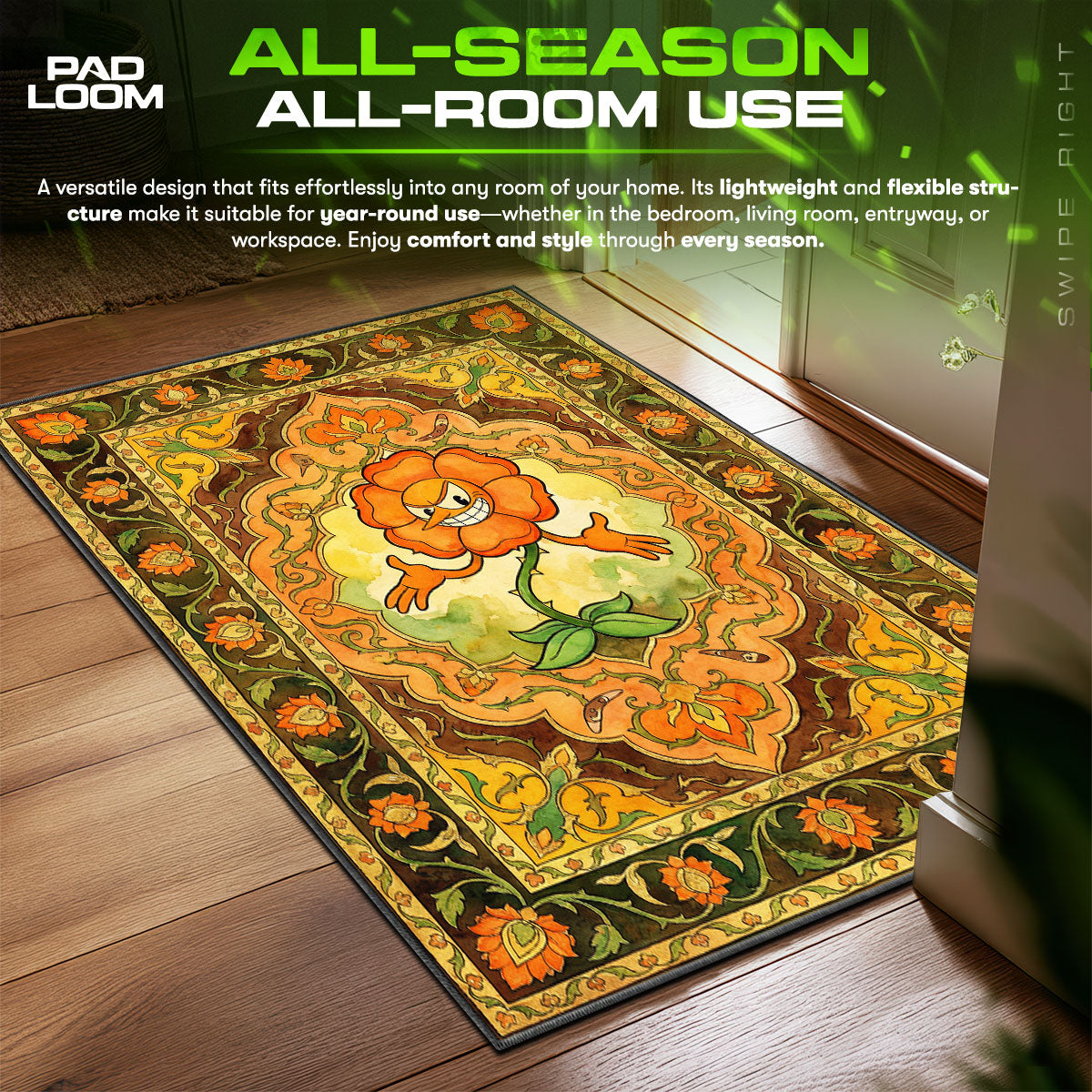 Cagney Carnation Blumenwut Teppich - Cuphead Stuhlmatte