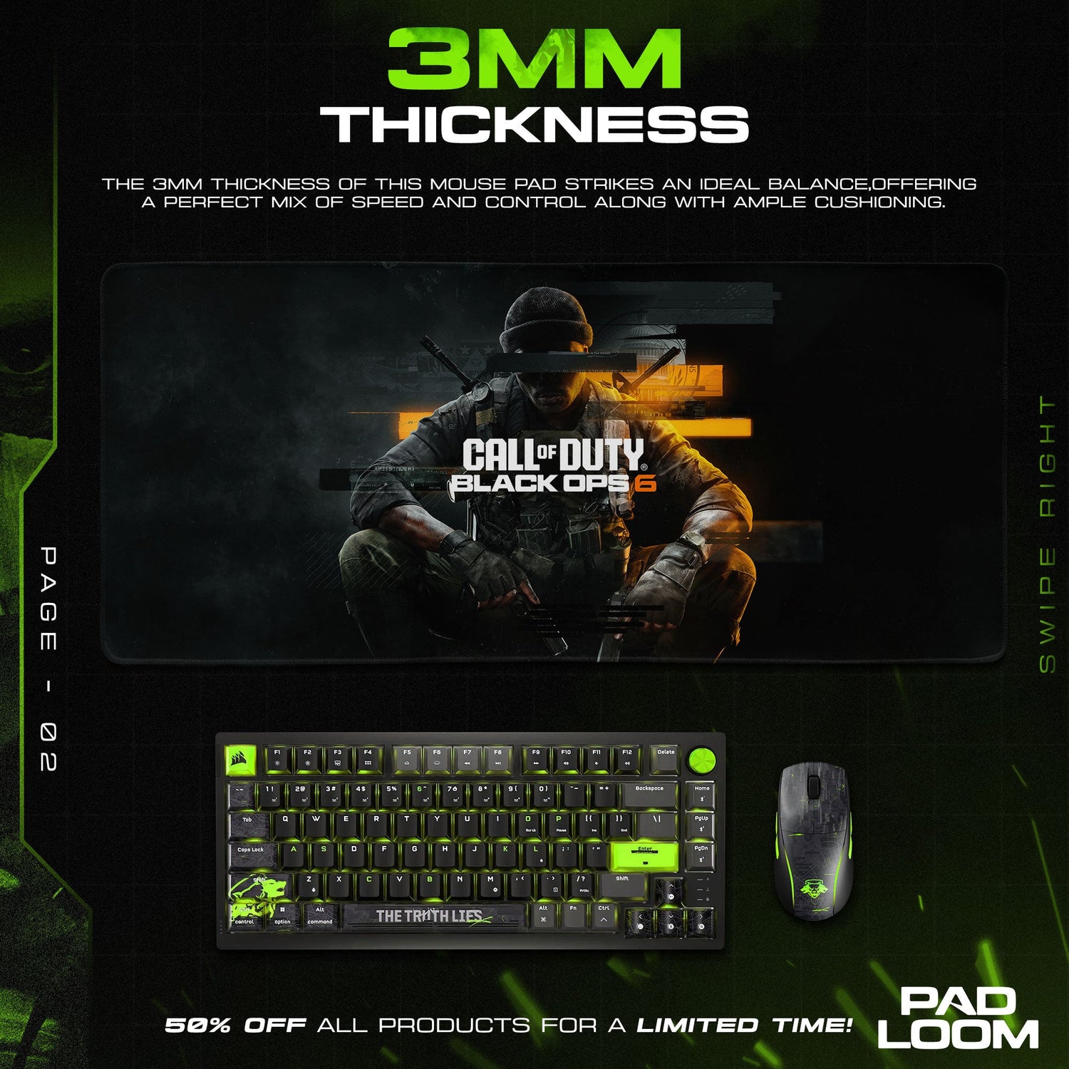 Call of Duty Mouse Pad, Black Ops 6 Soldier Gamer Desk Mat Padloom