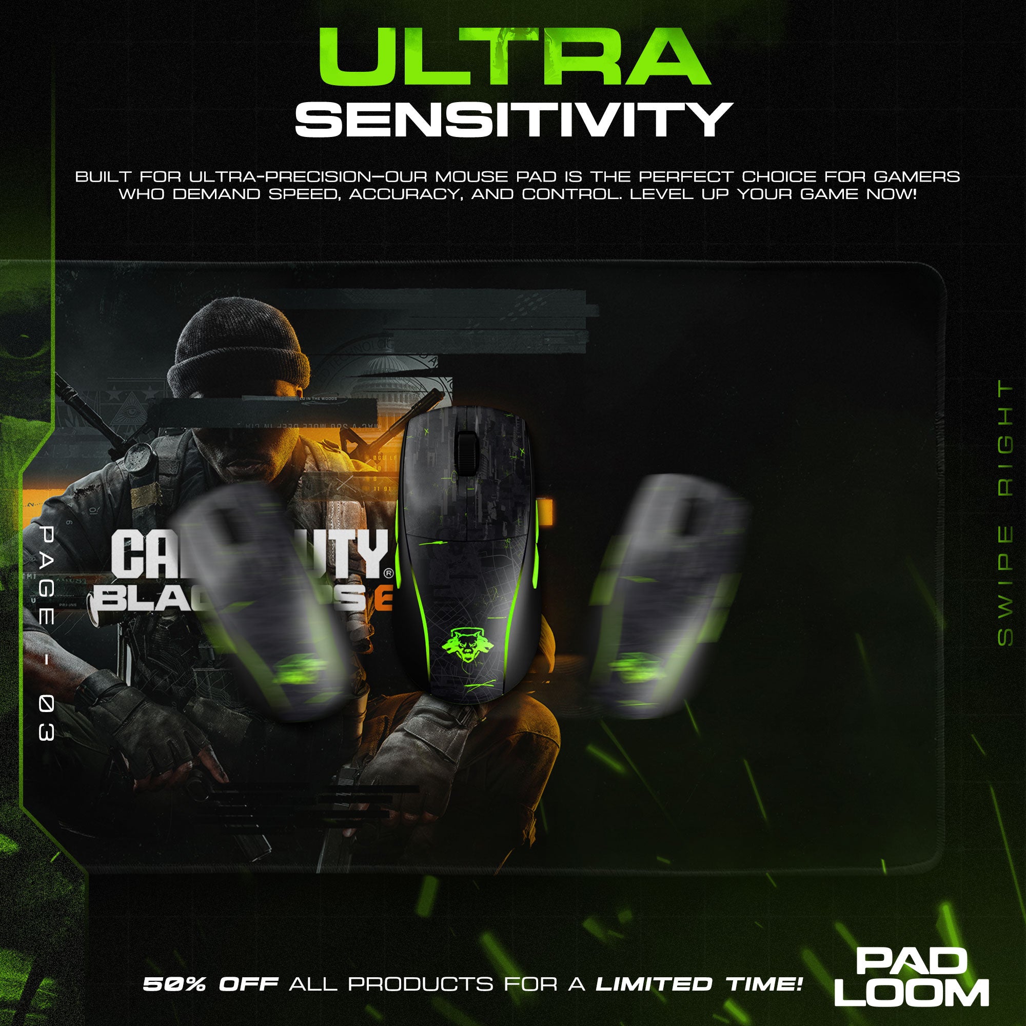 Call of Duty Mouse Pad, Black Ops 6 Soldier Gamer Desk Mat