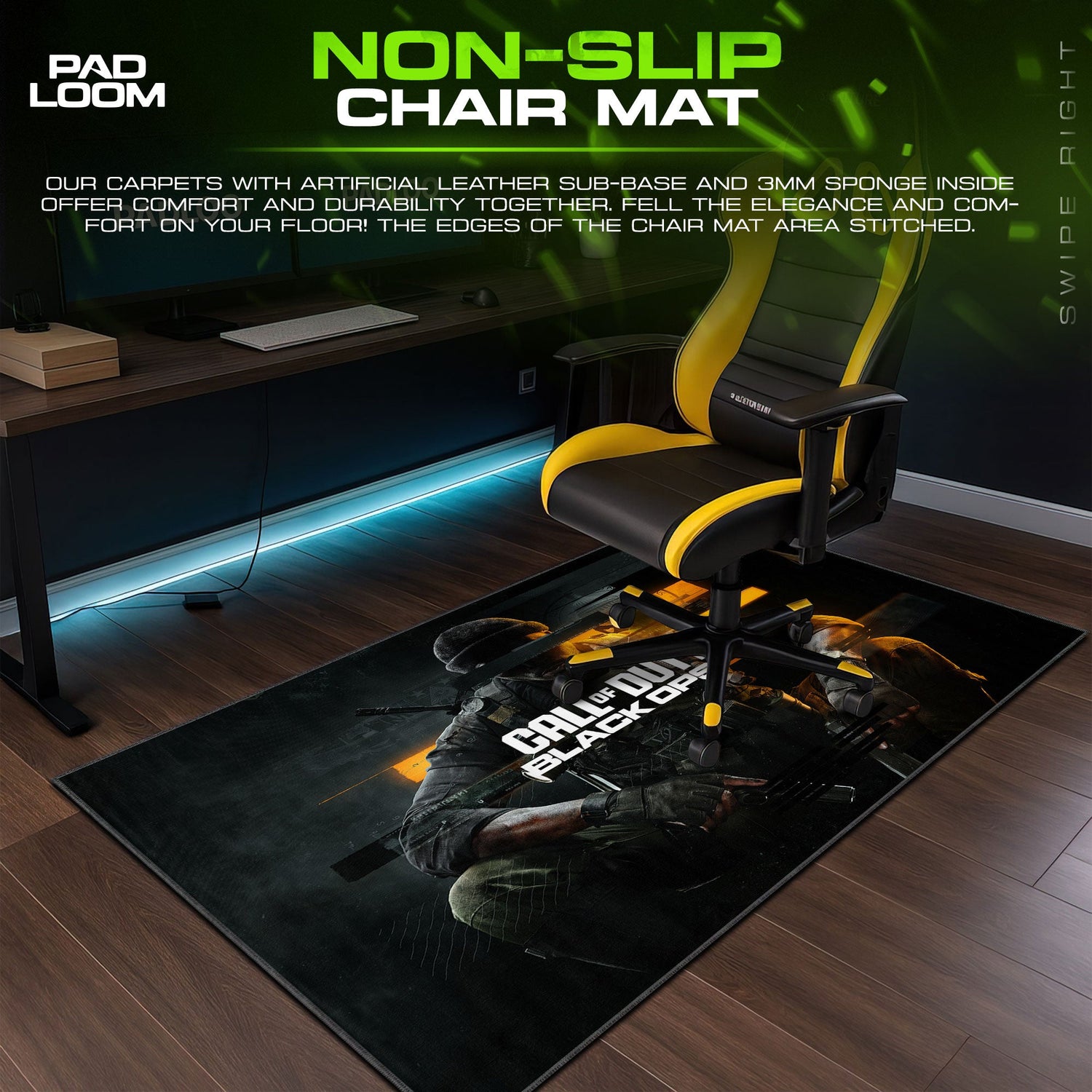 Call of Duty Mouse Pad, Black Ops 6 Soldier Gamer Desk Mat Padloom