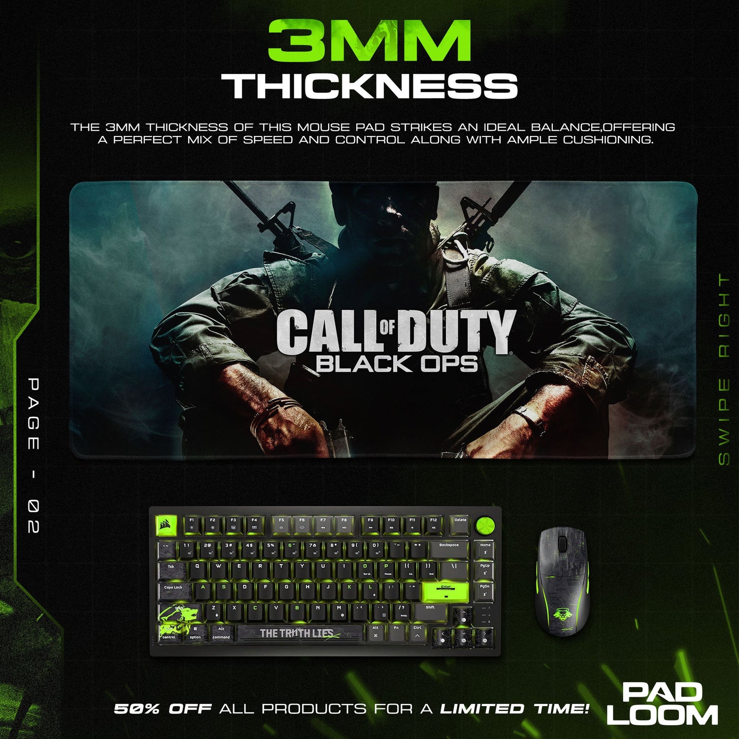 Call of Duty Mouse Pad, Black Ops Soldier Gamer Desk Mat Padloom