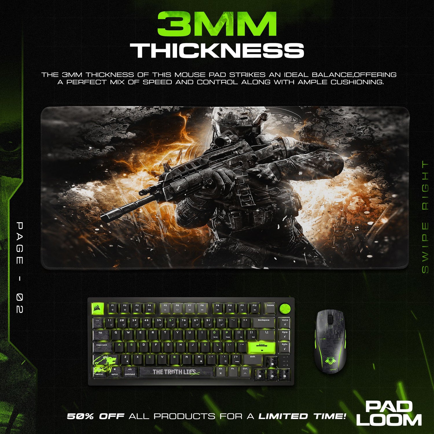 Call of Duty Mouse Pad, Explosive Battle Soldier Gamer Desk Mat Padloom