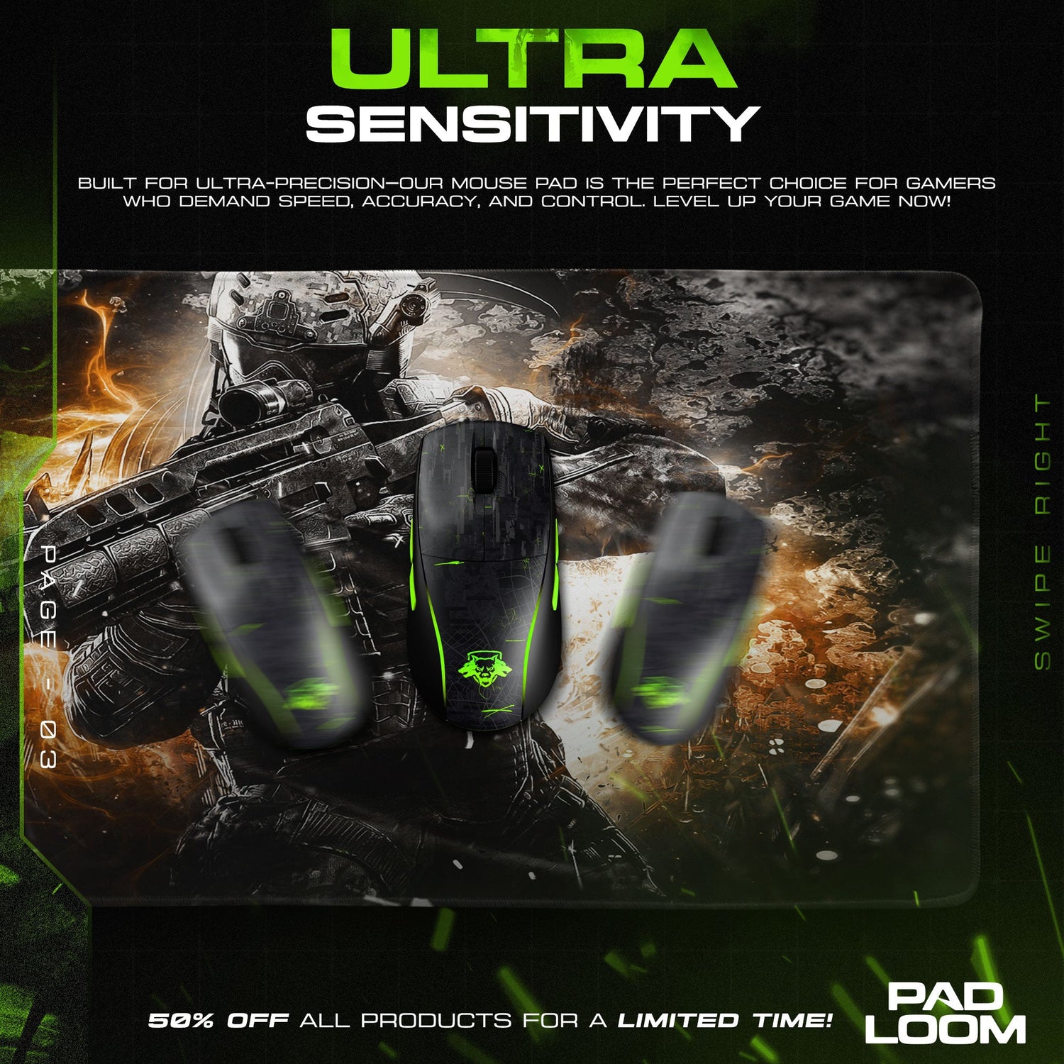 Call of Duty Mouse Pad, Explosive Battle Soldier Gamer Desk Mat Padloom