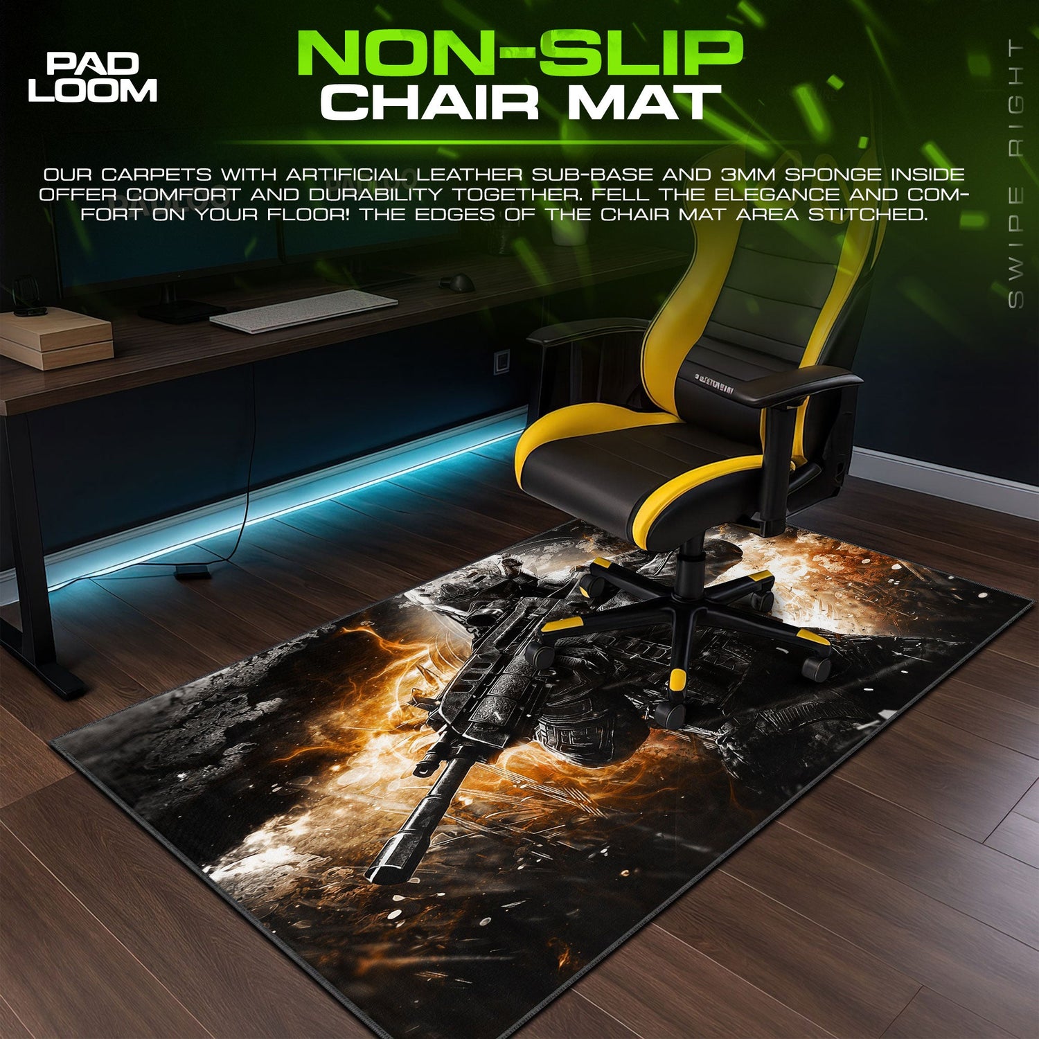 Call of Duty Mouse Pad, Explosive Battle Soldier Gamer Desk Mat Padloom