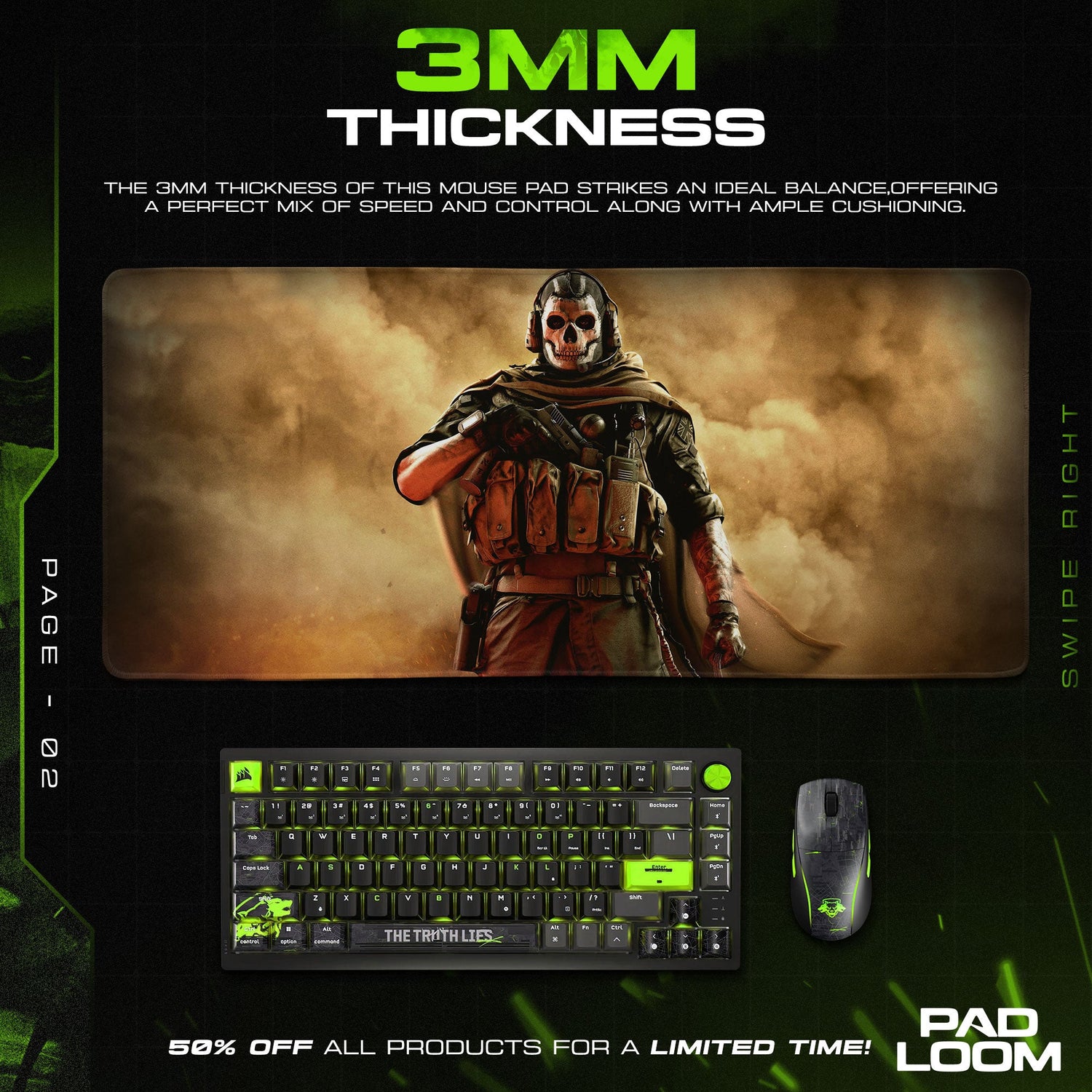 Call of Duty Mouse Pad, Ghost Sandstorm Gamer Desk Mat Padloom