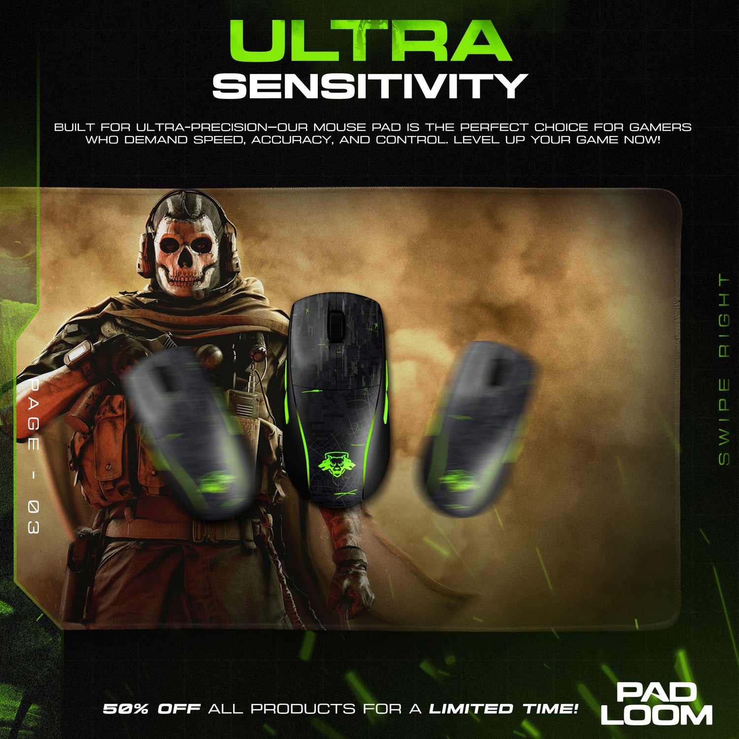 Call of Duty Mouse Pad, Ghost Sandstorm Gamer Desk Mat Padloom
