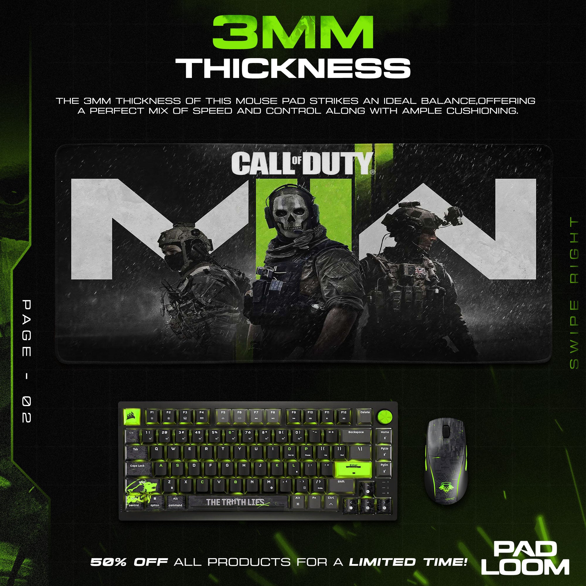 Call of Duty Mouse Pad, Modern Warfare Ghost Gamer Desk Mat