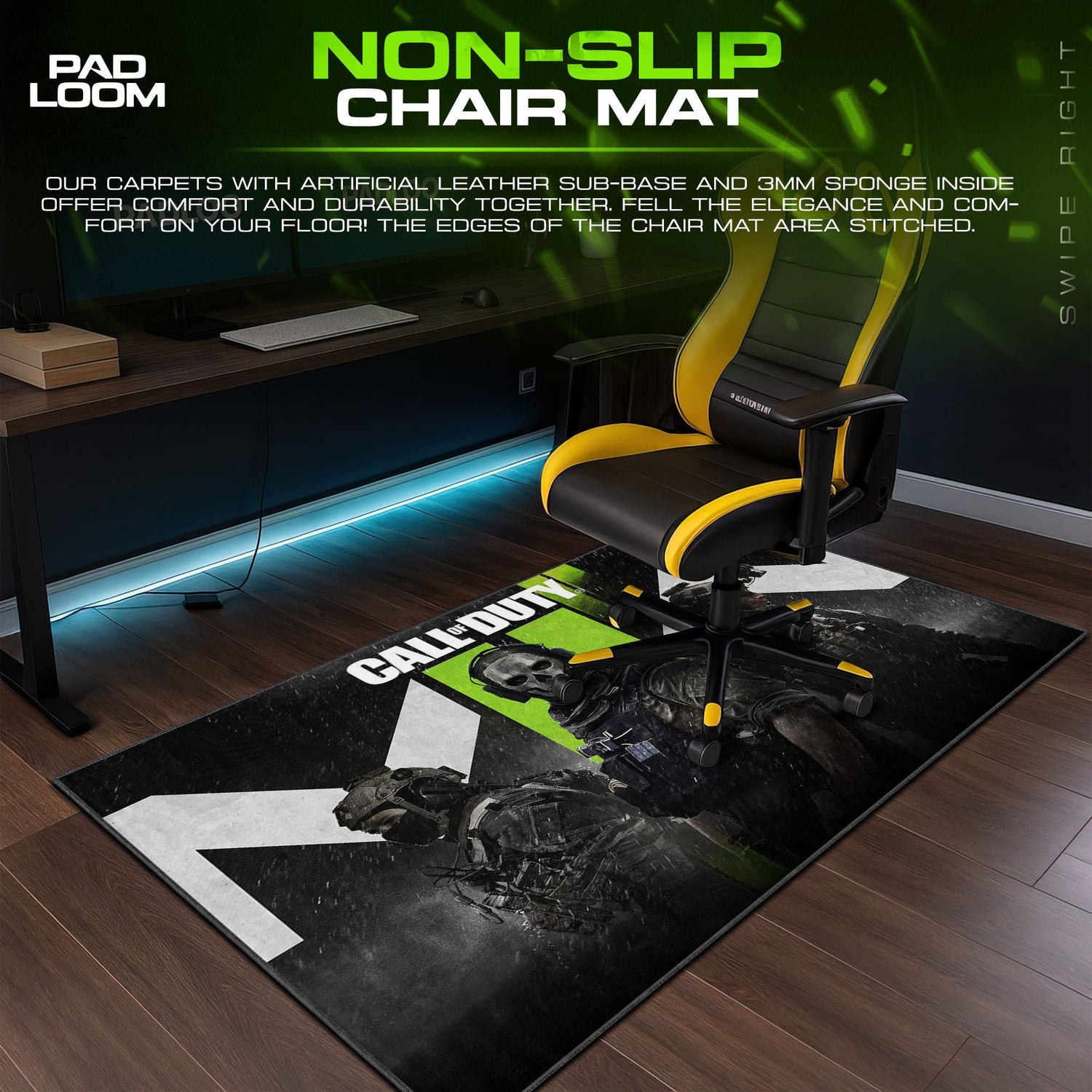 Call of Duty Mouse Pad, Modern Warfare Ghost Gamer Desk Mat Padloom