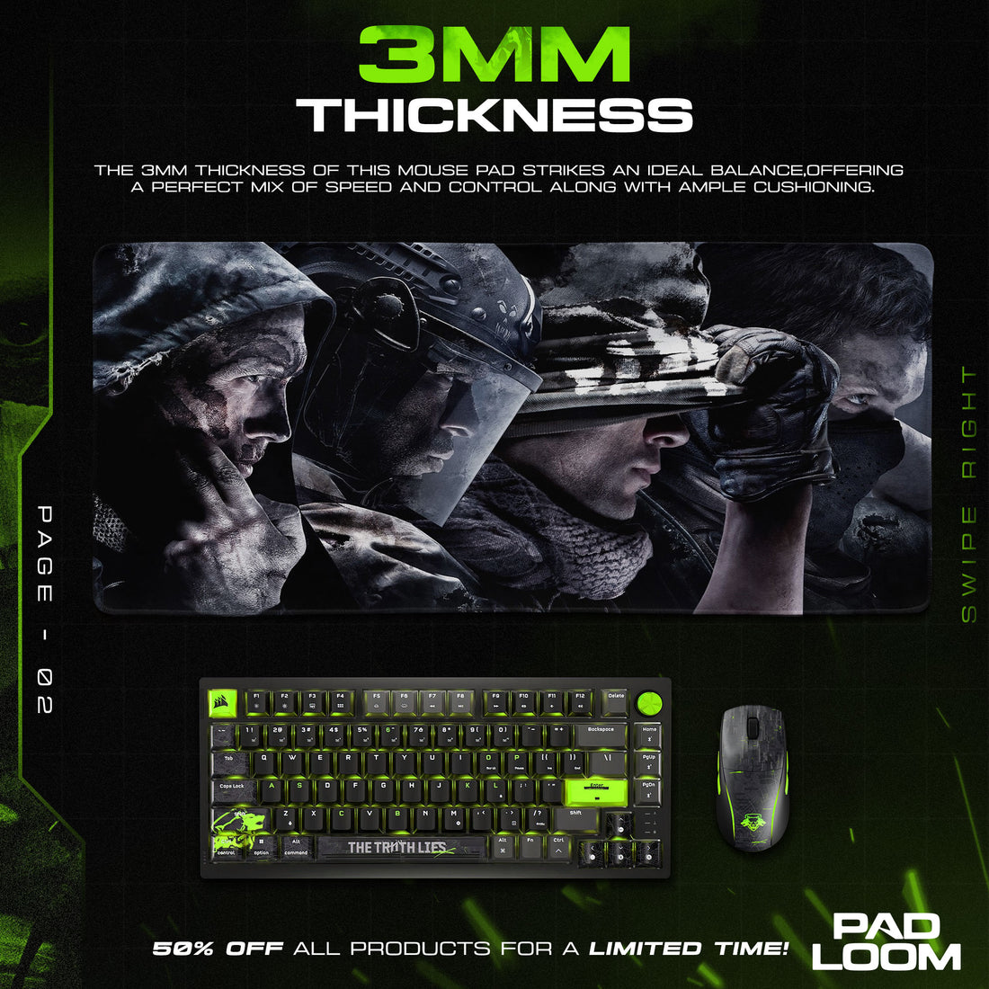 Call of Duty Mouse Pad, Soldier Shadows Gamer Desk Mat