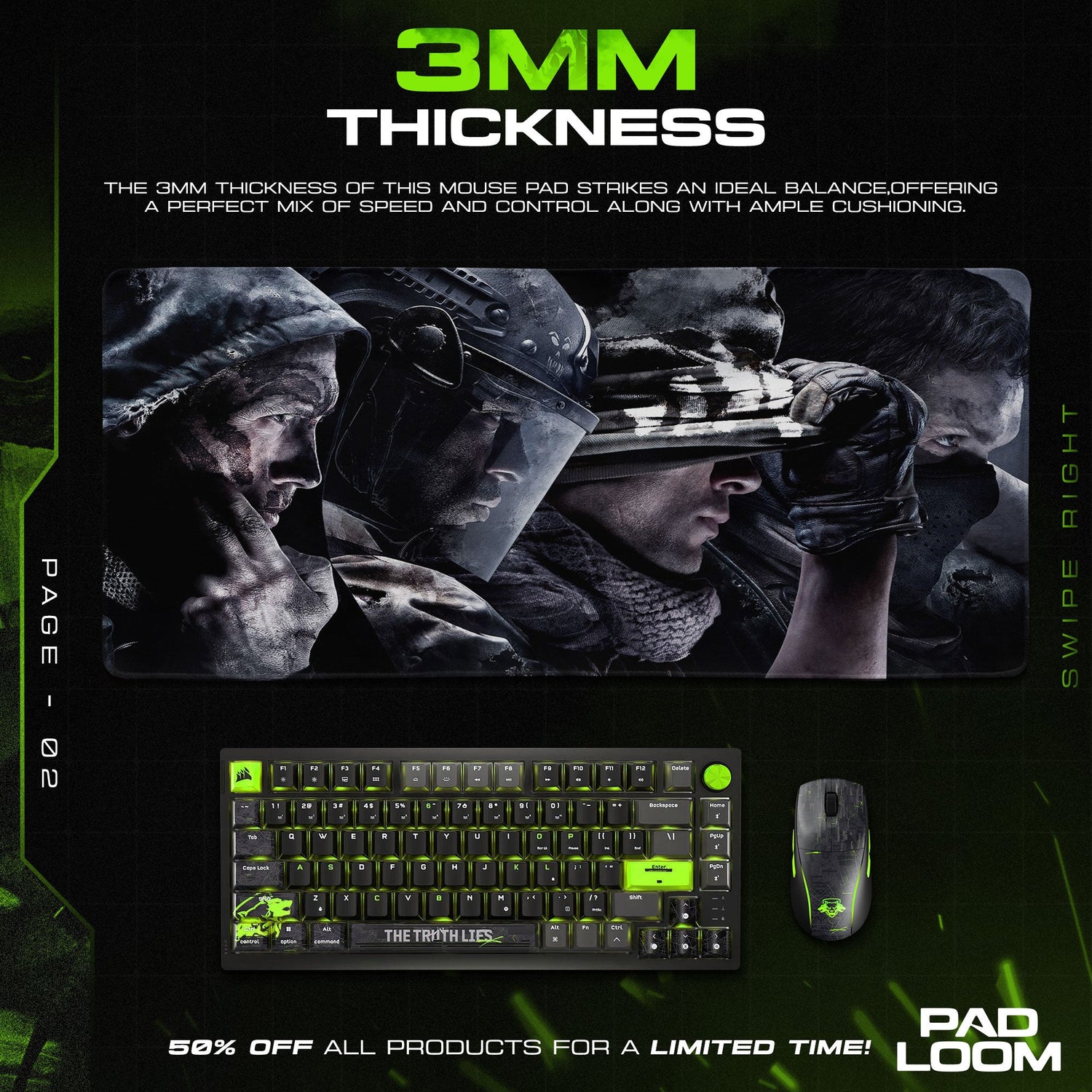 Call of Duty Mouse Pad, Soldier Shadows Gamer Desk Mat Padloom