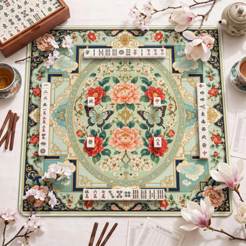Camellia Butterfly Mahjong Mat – neoprene mah jongg table mat