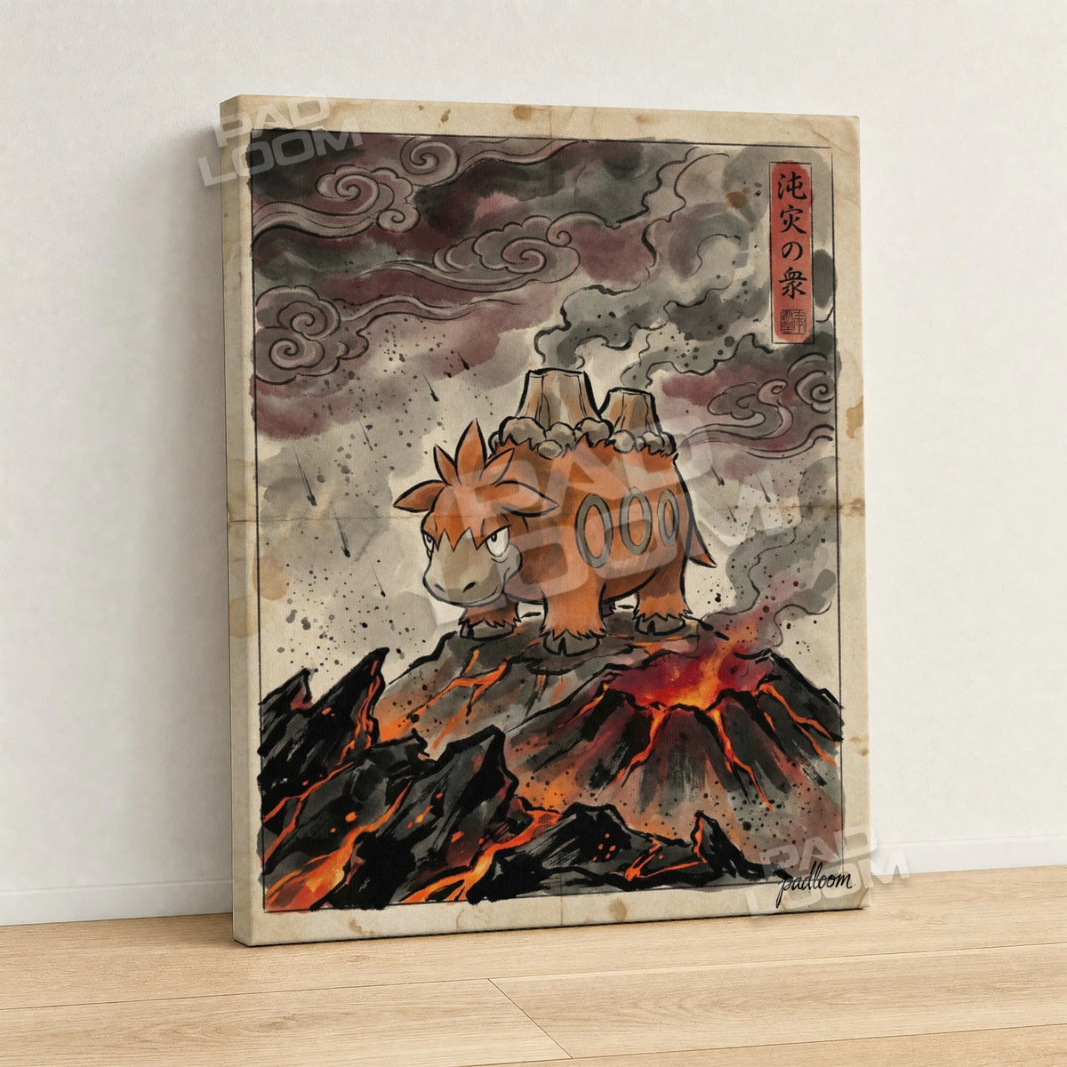 Camerupt Eruption Pokemon canvas wall art - gallery-wrapped canvas print, side view