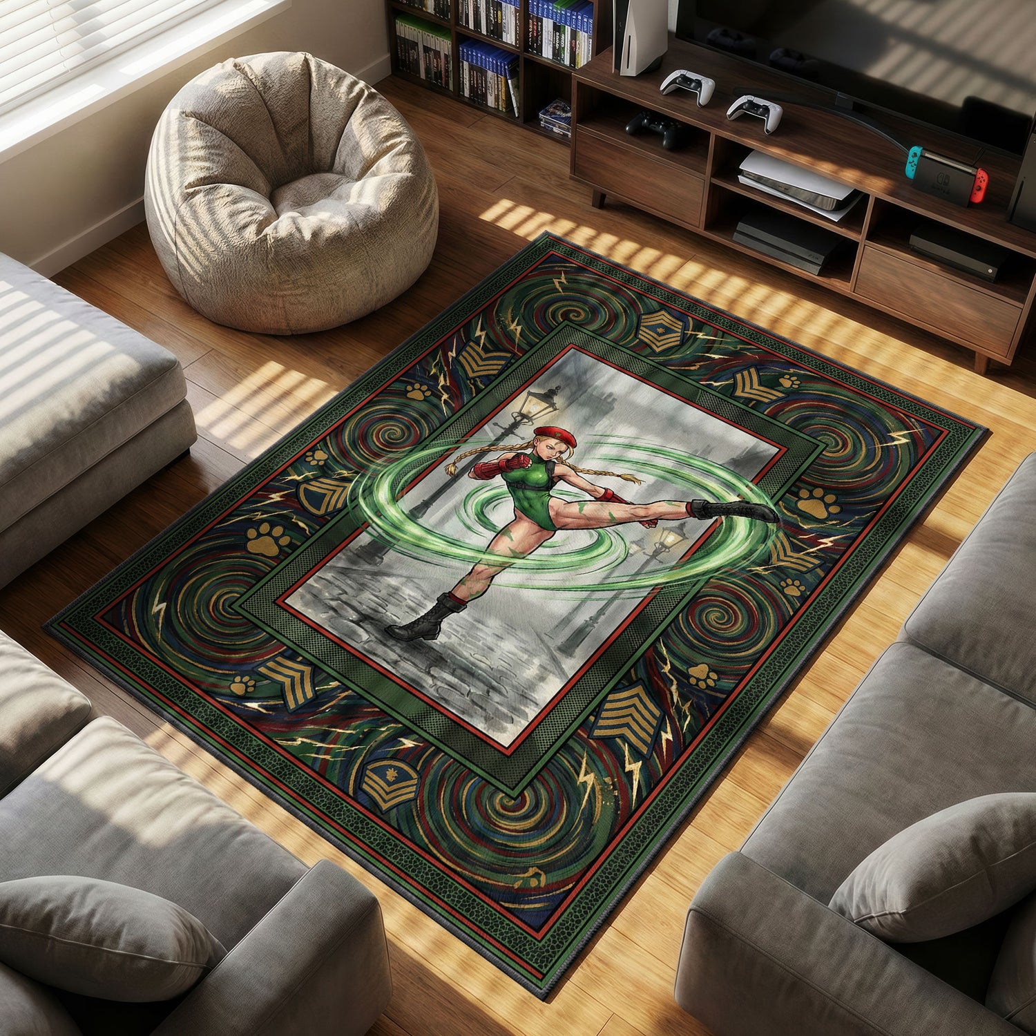 Cammy Spiral themed area rug for home decor fans