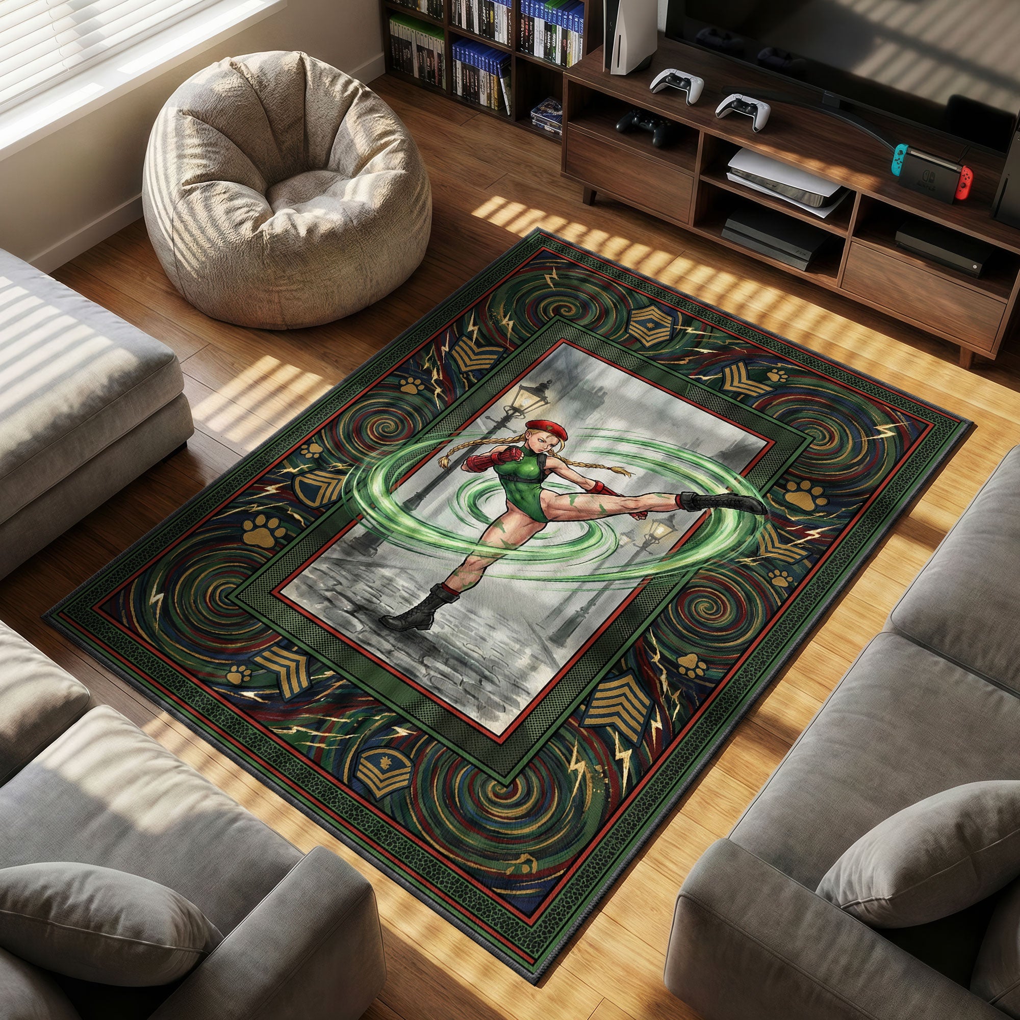 Cammy Spiral themed area rug for home decor fans