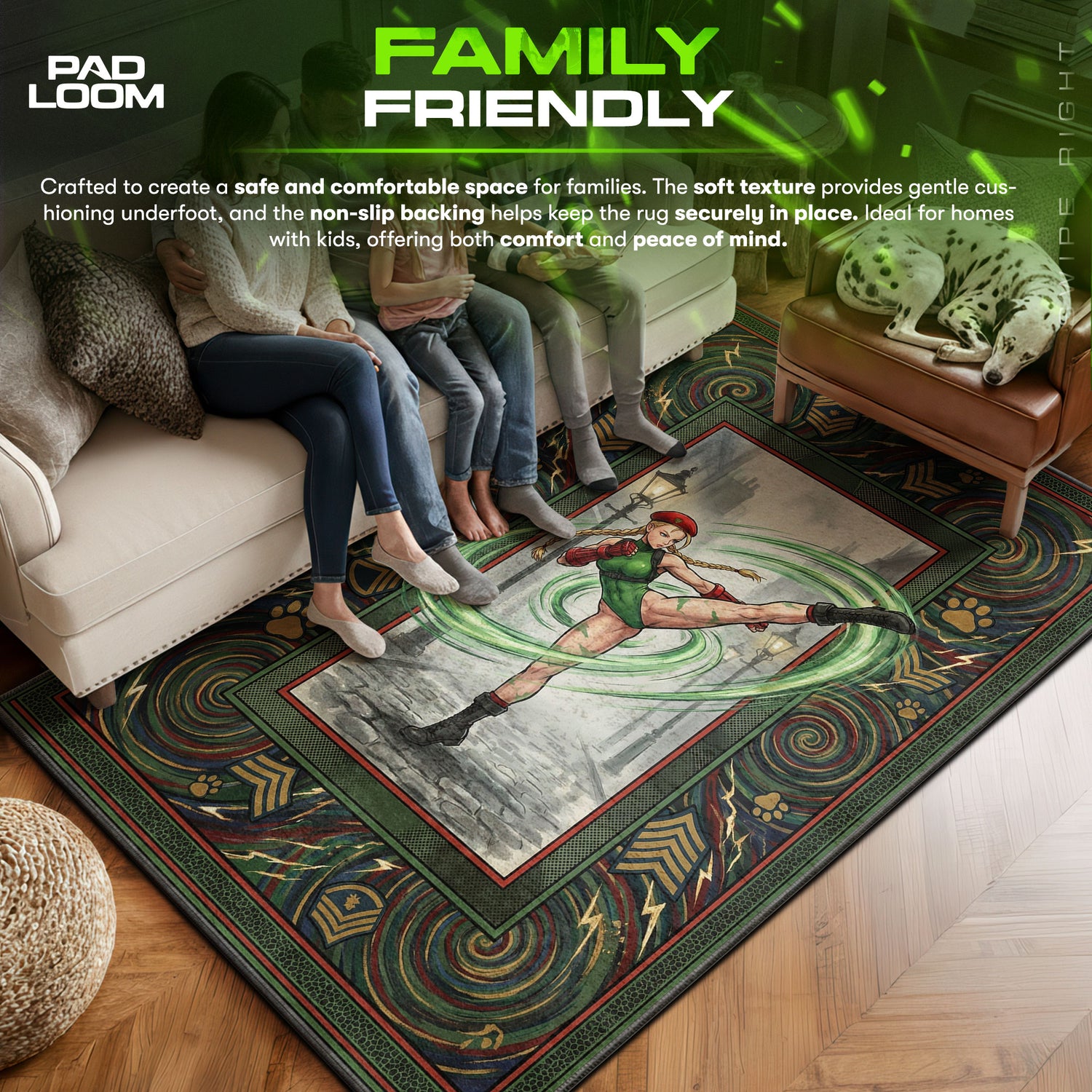 Cammy area rug showing full home decor artwork